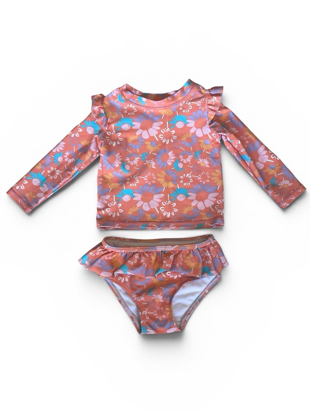 Ruffle Butts Infant Girl’s Sz 12-18 Months Skirted Two Piece Swimsuit Rash Guard